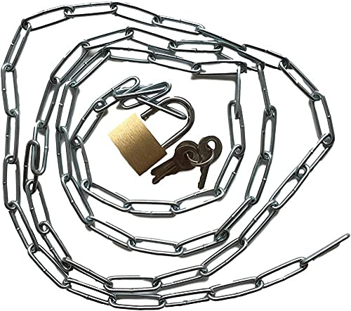 Stahlkette mit Vorhängeschloss-Set - robuste Kette mit Schloss + 3x Tasten - Auswahl der Länge 50 75 100 150 200 cm - Lock & Amp Lock - Haushalt & AMP Workshop (150 cm)-200 cm