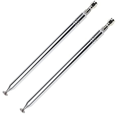eMagTech 2pcs 10 Sections Telescopic Antenna Aerial 200-1200mm 10mm Diameter DAB FM Antenna Replacement for Radio TV VHF/UHF Wireless System Stainless Steel