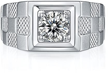 ANAZOZ Pt950 Herren Ring Platin, 1ct Moissanite Solitär Ehering Herren Echtschmuck