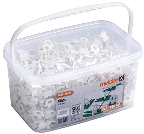 Meister Clips für Nivelliersystem Starter- Ersatzclips 900 Stück-1,0 mm Laschenstärke - Fliesendicke 7-15 mm - Passend zu Meister Abstandshalter Starter/Fliesen-Nivellierhilfe/Verlegehilfe/4427750