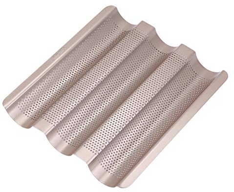 Perforiertes Baguette-Backblech, Antihaftbeschichtet, 3 Wellenbrote, Brotbackform, Ofen, Toaster, Französische Stangenbrot-Backform