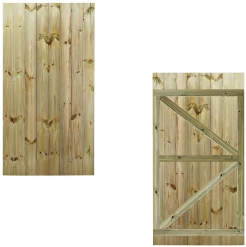 Made to Measure 6ft Wooden Garden Gate, Custom T&G Fully Framed Flat Top Treated Timber Door for Outdoor Pathway Home Access, MAX 180cm High x MAX 90cm Wide