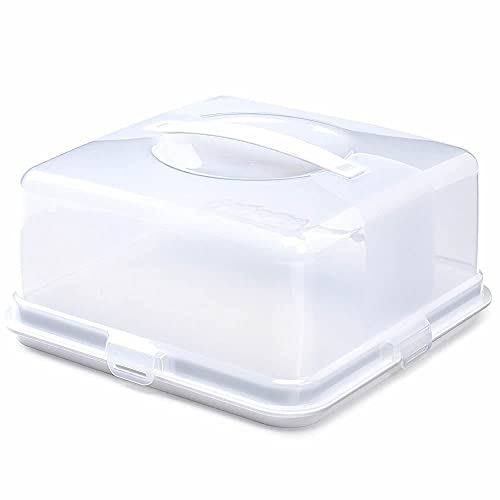 Jazooli Cake Box Carrier - Cake Board, Cake Boxes with Lockable Airtight Lid, Cake Stand with Dome Lid, Ideal Bread Storage, Non-Toxic, Dishwasher Safe, Robust Design - Square