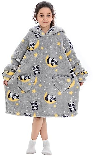 Thigies Übergroße Decke, Hoodie, Teenager, Mädchen, Jungen, super warm und gemütlich, flauschig, kuschelig, tragbare Decke, Hoodie Sweatshirt, panda, Einheitsgröße