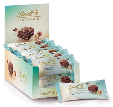 Lindt Expo Choco Wafer Avellanas, Pralines Crujientes de Leche con Avellana y Gianduja, 600 g de creaciones de chocolate y obleas envasadas individualmente