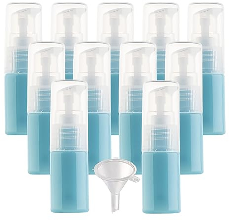 LusDoly 100 pièces 10ml Bleu Vide Bouteille Plastique Pompe Cosmétique Bouteille pour Lotion De Massage À L' Huile Cosmétique Lotion Essentielle