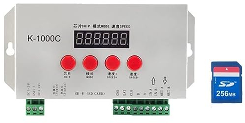 Vrabocry K-1000C (T-1000S aktualisiert) WS2812B APA102C SK6812 WS2811 WS2801 LED-Streifen 1536 Pixel Controller DC5-24V Adressierbarer programmierbarer Controller mit SD-Karte