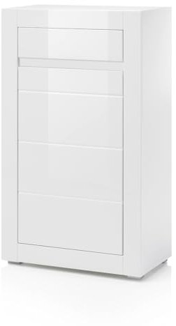 Kommode in weiß Hochglanz und grau Stone Design Highboard Wohnzimmerschrank Esszimmerschrank Anrichte 66 x 112 cm Nobile (Kommode 2)