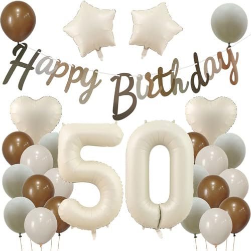 50 Geburtstag Deko Beige, Deko 50. Geburtstag Frau Mann, Beige Luftballons 50. Frauen, Geburtstagsdeko 50 Jahre Ballon, 50. Dekorationen, Luftballon 50. Party Deko