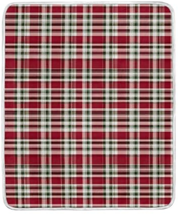 CHIFIGNO Comfy Blanket Classic Christmas Red Plaid Throw Blanket for Couch Colorful Throw Blanket Warm Blankets for Bedroom Sofa Couch Floor, 50 x 60 Inch