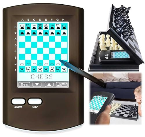 PLSGKF Ordenadores De Ajedrez TáCtil,con Caja Plegable para Guardar Tablero De Ajedrez Juego De Ajedrez por Ordenador Tablero De Ajedrez ElectróNico PortáTil De Viaje,Regalo Familiar