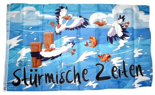 Fahne/Flagge Stürmische Zeiten Küste Möwen 90 x 150 cm