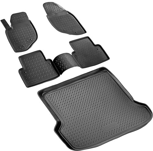 RECAMBO Gummimatten & Kofferraumwanne Set passend für Volvo V70 II, XC70 I, Cross Country | BJ 2000-2007 - 100% passgenaue Auto Fußmatten und Kofferraummatte aus hochwertigen rutschfesten TPE
