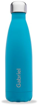 Qwetch - Bouteille Personnalisée Isotherme 500ml Matt - Gourde Nomade Inox Recyclé - 24h Froid et 12h Chaud - Etanche, Sans BPA & Réutilisable (Bleu minéral)