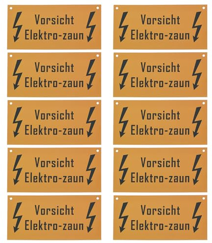 VGOL 10 Stück Deutsches Warnschild für Elektrische Zäune 200 x 100mm Sicherheitsschilder Berühren Verboten“ Kunststoff-Warnschild für Elektrische Zäune für Wandzaun Bauernhaus Bauernhof