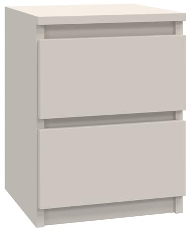 3xE living Comodino: due cassetti, colore: Cashmere, 30 x 30 x 40 cm