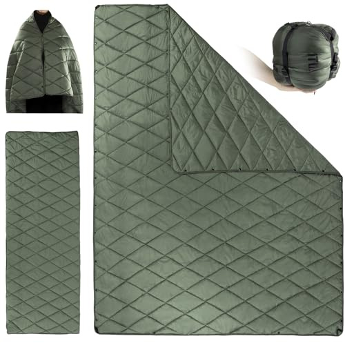 1TG Tactical Camping Decke, Outdoor Decke Ultraleicht,Campingdecke Wasserabweisend Kompakt für Wandern, Auto, Angeln, Camping, Büro (M -190x132CM L-158x208CM) (Od Grün, M)