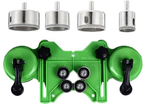 Tile Cutter Drilling Template, Adjustable Tile Cutter for Ceramic Glass Hole Saw Guide with Suction Cups for Precise Drilling of Holes in Marble, (Locator with 4 Drill Bits)