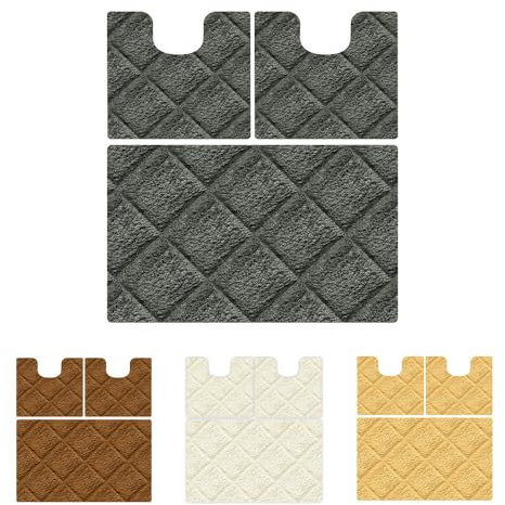 OLIVO.shop Set Tappeti Bagno 3 pezzi, Tappeti bagno antiscivolo, Tappeto 100% cotone, lavabili, vari colori PARURE (CHIC ANTRACITE)