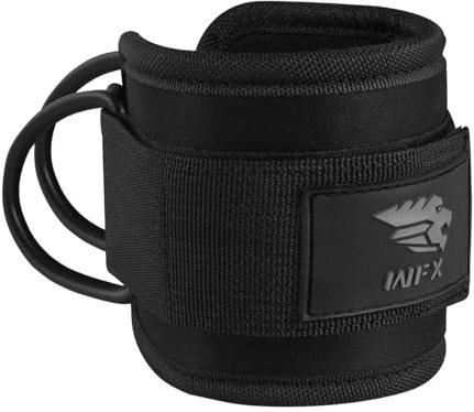 Ankle Straps for Cable Machines Gym Wrist Cuff Double Stainless Steel Weight Lifting D-Ring Booty Leg Resistance Bands Attachment Powerlift Women Men Home Fitness Workout Curl Kickback (Black Single)