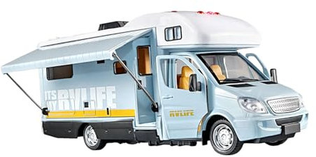 kowaku Wohnmobil-Spielzeug aus Legierung, Maßstab 1/32, Reise-LKW, Modellauto, DIY, interaktive Druckgussfahrzeuge, Kinderspielzeug für Tischdekoration, Blau