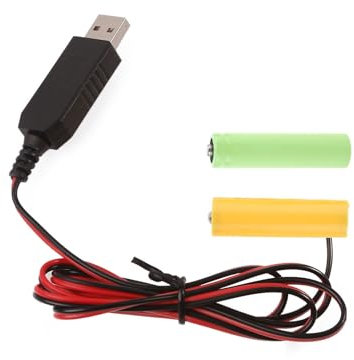 LEIDJGUN Cable Adaptador Batería Ficticia Fuente Alimentación USB A 3V Reemplaza 2 Pilas AA LR6 1 5 V