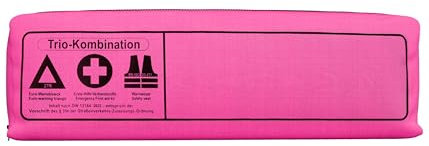 Thomatex® KFZ Kombitasche (3in1) 2025/2026 [DIN 13164-2022] – Lange Haltbarkeit – Erste-Hilfe-Set mit Warndreieck & Warnweste – Pink