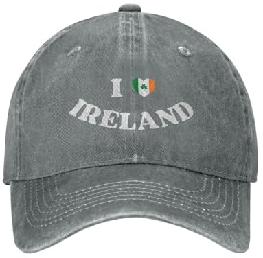 FJQWKLF I Love Ireland Flag Irish Heart Lustige St. Patrick's Day Mütze Trucker Hat für Männer Frauen Papa Baseball Cap