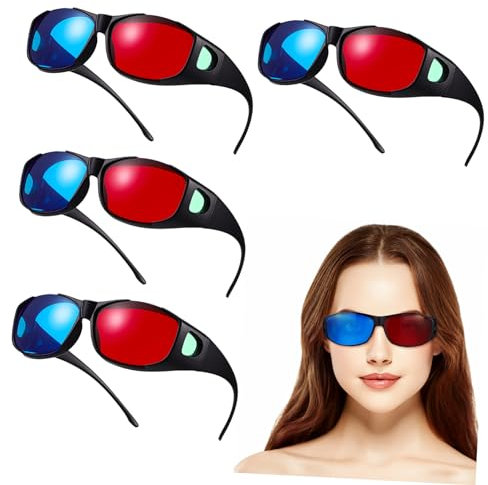 SOIMISS 5 Pcs Red and 3d Glasses Stereoscopic Glasses Movie Glasses Gaming Viewing True Cinema for Red and 3d Movies Glasses Red Cyan 3d Eyeglasses Red-cyan 3 Red Plastic