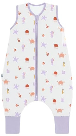 emma & noah Baby Schlafsack mit Füßen 1.0 TOG, Ganzjahres Schlafsack mit Beinen für den Frühling, Sommer und Herbst, 100% Bio-Baumwolle, Oeko-TEX Zertifiziert (Community Design Unterwasser)