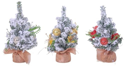 Bosiyrggrl 3PCS Mini Desktop Christmas Decorated Tree Artificial Desktop Mini Christmas Tree Home Decoration Festival Decoration