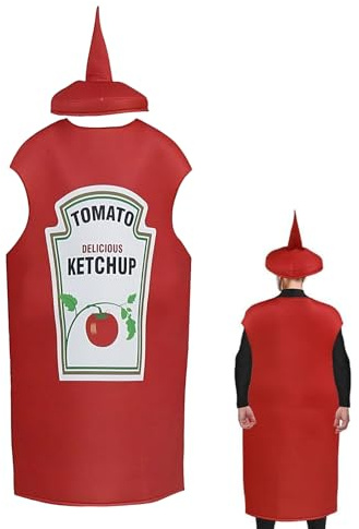 Lueear Ketchup and Mustard Costume Mustard Lightweight Comfortable Outfit | Halloween Couple Condiment Costumes for Adults Women Men Couples Stage Photography Party Dress Up