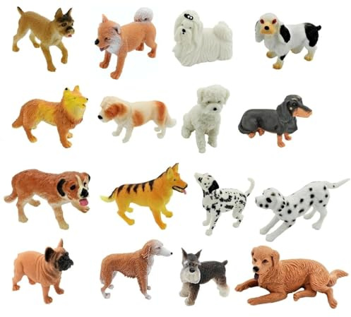 20 Piece Dog Collection Cake Toppers (Size: 2 - 3) Realistic Plastic Dog Figurines for Birthday Cupcakes, Party Decorations, and Collectors