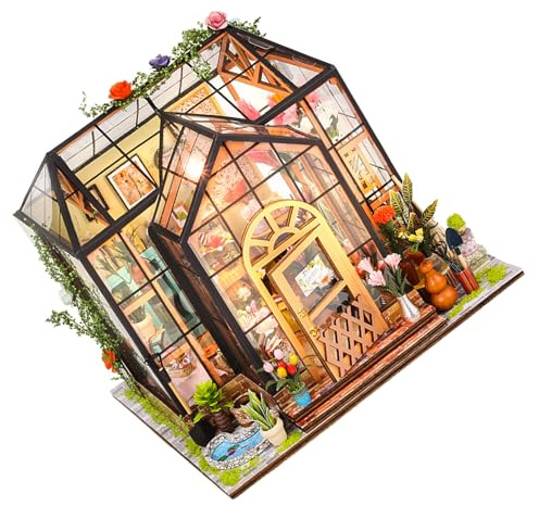 ULDIGI Puzzle di Fiori in Miniatura Modello di Casa Giardino Fai da Te Kit di Costruzione di Serra Artigianale per Adulti e Ragazza per Decorazioni di Compleanno e Natale