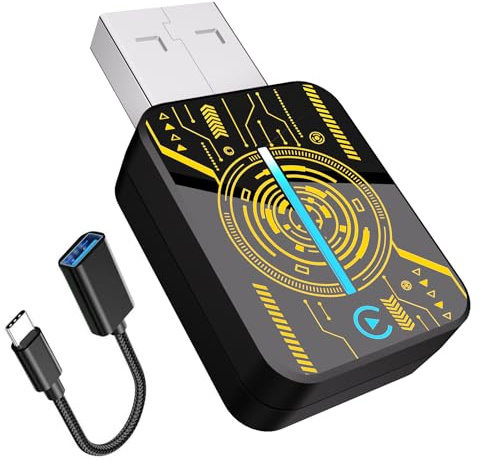 HEYINCAR+ Carplay Wireless Adapter, Superschnelle Upgrade von Wired auf Wireless, Plug und Play, Mini & Stabiler, für iOS 10+/Android 11+ & Autos ab 2016 (Orange)