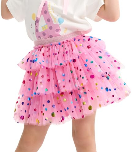 Miipat Gonna per Bambina 3 Strati Tulle Ragazze Tutu Gonne Principessa con Fodera tutù per Bambini Festa Danza Compleanno