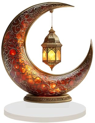 Table Centerpiece - 2D Acrylic Arabic Moon Decoration | 13x8cm Lunar Ornament with Elegant Design, Acrylic Material for Festive Gathering, Party Desk, Bookshelf, TV Cabinet, Entryway, Dining Room, Liv