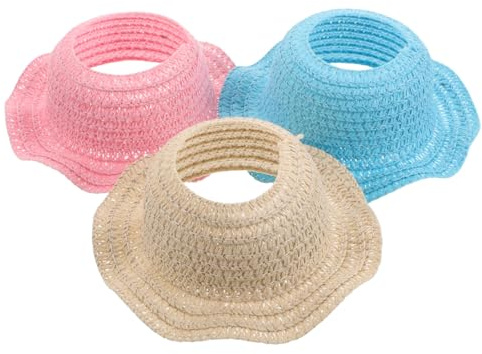 MAJORMENCH 3 Stück Kleiner Strohhüte aus Stroh für Puppen 17cm Kleine Strandhüte zum Basteln Puppenkostüm Zubehör für Kreative Selbstgemacht Anwendungen