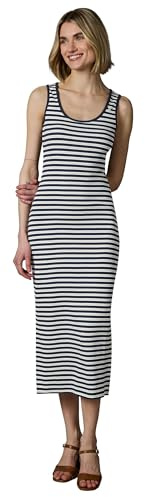 Ragwear Damen Wadenlanges Sommerkleid mit Schlüssellochausschnitt Midikleid mit Feinripp Montyca Stripes YOUMODO XS-XXL