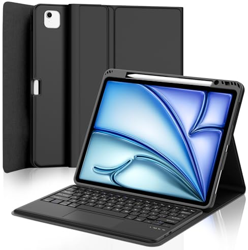 Teclado con Touchpad para iPad Air 13 Pulgadas M4/M3/M2 2026/2025/2024 | Español Ñ Teclado Bluetooth Magnético Desmontable con Trackpad para iPad Air 13 M2/M3/M4, Negro