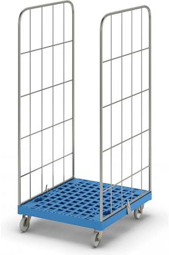 kaiserkraft | Rollbehälter MODULAR | Kunststoff-Rollplatte | Gitter 2-seitig | Platte hellblau