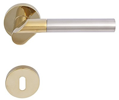 SOLIDO 1580-2220-2221 1580-16U.243.M Drückergarnitur SevilLochabstand mit Rosetten BB (Buntbart), Messing PVD-Nickel matt