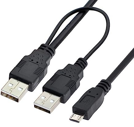 chenyang Cable de datos USB 2.0 a Micro USB de 5 pines con cable de alimentación adicional de 80 cm para disco duro
