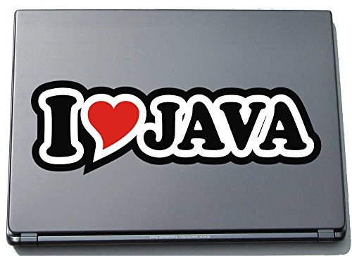 INDIGOS UG Laptop Aufkleber I Love Java 297 mm - Notebook Aufkleberskin - Dekoration für Laptopdeckel - für Studenten, Büro, Schule, Uni