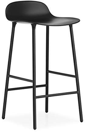 Normann Copenhagen Form Barstuhl aus Stahl und Plastik in der Farbe Schwarz Sitzhöhe: 65cm, Maße: 42,5cm x 42,5cm x 77cm, 602776