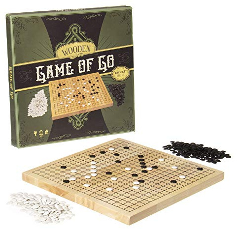 Go Set with Natural Wood Board | Portable 29 x 29cm (11.4 x 11.4) Set | Complete Set of 361 Stones | 19x19 Grid Layout, Portable Size for Travel | 2-Player - Classic Chinese Strategy Board Game