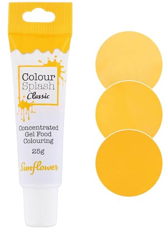 Colour Splash Food Colouring Gel | Sunflower Yellow | Highly Concentrated Gels, Easy To Use Squeezy Tubes - Sunflower Yellow 25g