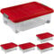 ARTECSIS Unterbett Aufbewahrungsbox mit Deckel und Rollen 5er Set I 34L - 60 x 40 x 18 cm
