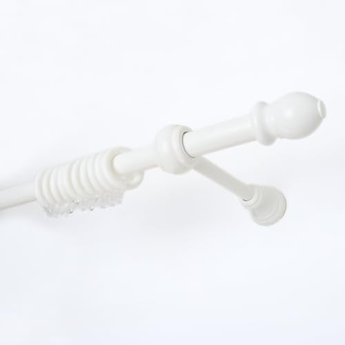 TENDAGGIMANIA Bastone per Tende da Interno in Legno BIANCO Diametro 23 mm - Misura 100 CM - Per Tende a Strappo senza Corda - Bastone Tenda Legno con Anelli, Terminali e Staffe di Montaggio