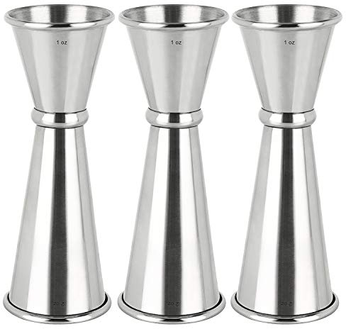 3PCS Double Jigger & Cocktail Jiggers Stainless Steel 1 OZ X 2 OZ Alcohol Measuring Tools